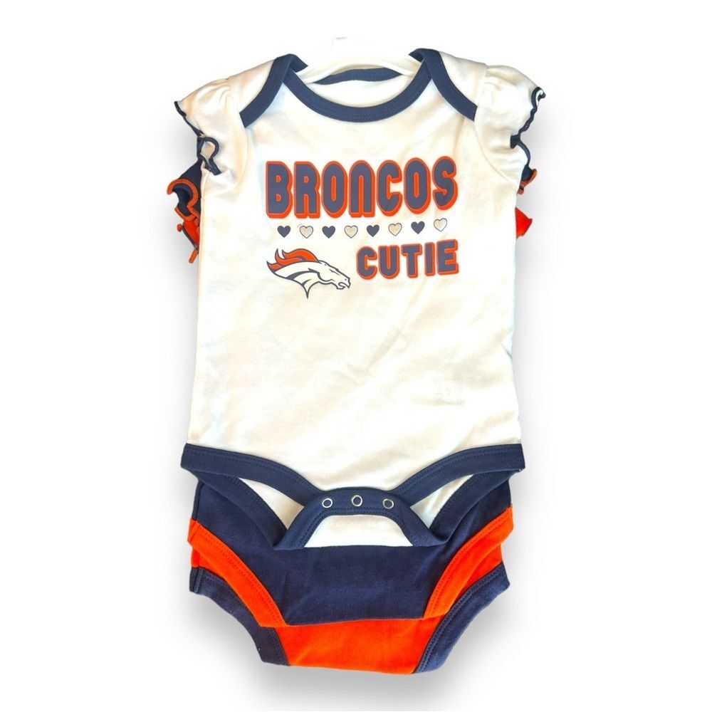 NFL Baby Denver Broncos Creeper 3-Piece Set Bodysuits Multi 0-3 Months